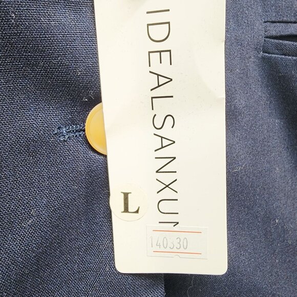 Navy Blue Blazer Jacket With Gold Buttons Size L By Idealsanxun Womens - Picture 4 of 7